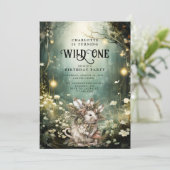 Wild eine verzauberte Waldmäuse 1. Geburtstag Einladung (Stehend Vorderseite)