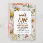 Wild eine Wildblume 1. Geburtstag Einladung (Vorne/Hinten)