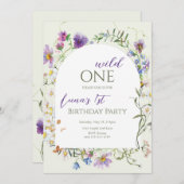 Wild eine Wildblume erster Geburtstag Einladung (Vorne/Hinten)