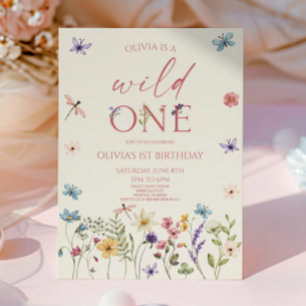 Wild eine Wildblume Wild Blume 1. Geburtstag Party Einladung