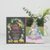 Wild eines Geburtstages Einladung Jungtiere Party (Stehend Vorderseite)