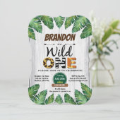 Wild Einladung zum Geburtstag. Junge Dschungel (Stehend Vorderseite)