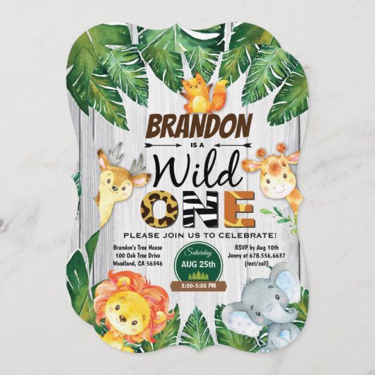 Wild Einladung zum Geburtstag. Junge Dschungelsafa (Vorne/Hinten)