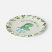 Wild eins auf dem Weg Dinosaur Blue Baby Boy Dusch Pappteller (Schrägansicht)