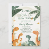 Wild eins ist auf dem Weg Dinosaurier und Baby Sho Einladung (Vorderseite)