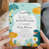 Wild eins ist auf dem Weg Dinosaurier und Baby Sho Einladung