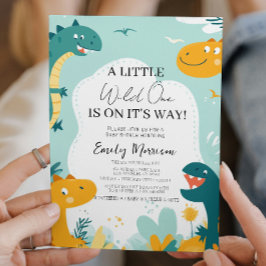 Wild eins ist auf dem Weg Dinosaurier und Baby Sho Einladung