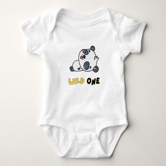 Wild eins mit einer Panda-Drehung - Erstes Geburts Baby Strampler (Vorderseite)
