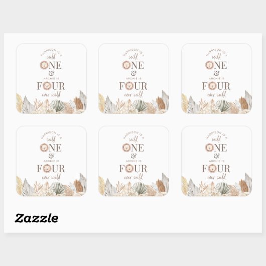 Wild Eins und Vier-Ever Wild Joint Party Quadratischer Aufkleber (Blatt)