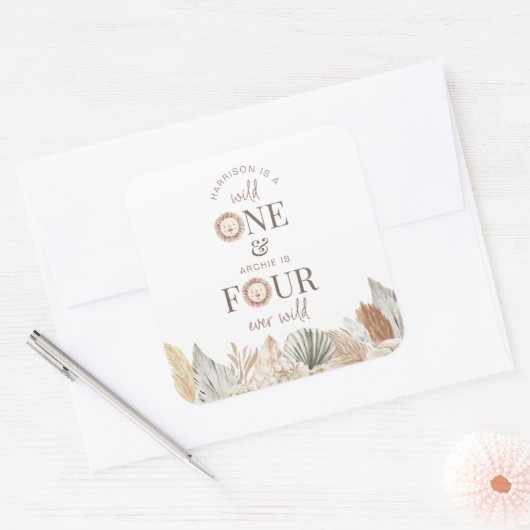 Wild Eins und Vier-Ever Wild Joint Party Quadratischer Aufkleber (Umschlag)