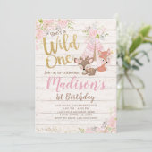 Wild eins, Woodland, Stamm Einladung (Stehend Vorderseite)