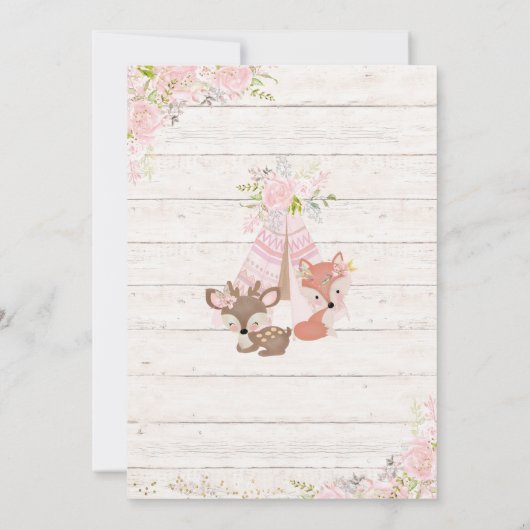 Wild eins, Woodland, Stamm Einladung (Rückseite)