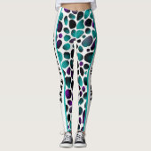 Wild Elegance Aquamarin, Lila und Schwarz Leggings (Vorderseite)