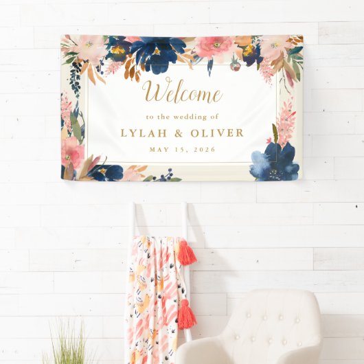 Wild Elegance | Begrüßung von Navy Blush & Gold Banner (Insitu)