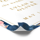 Wild Elegance | Begrüßung von Navy Blush & Gold Poster (Ecke)