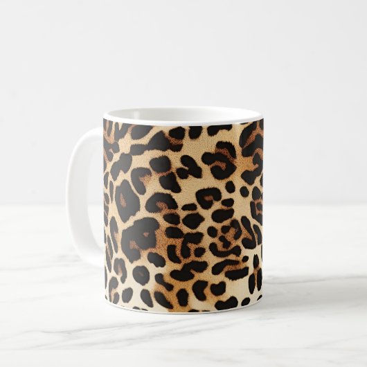 Wild Elegance Leopard Print Kaffeetasse (Vorderseite Links)