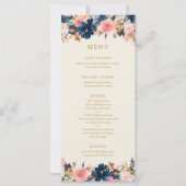 Wild Elegance | Navy Blush & Gold Floral Menu (Vorderseite)