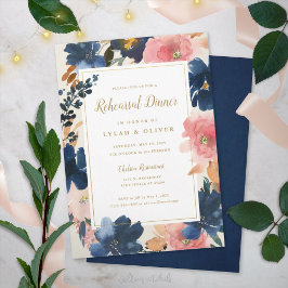 Wild Elegance | Navy Blush & Gold Probe Dinner Einladung