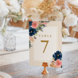 Wild Elegance | Navy Blush & Gold Wedding Table Nu Tischnummer