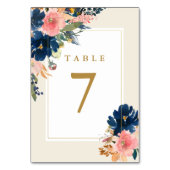 Wild Elegance | Navy Blush & Gold Wedding Table Nu Tischnummer (Rückseite)