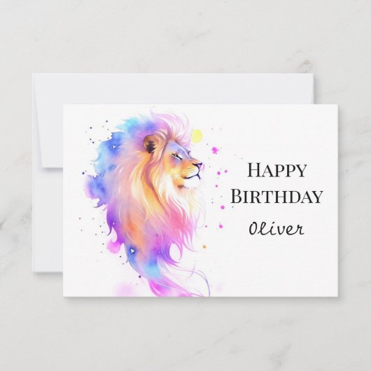 Wild Elegant Modern Lion Birthday Karte (Vorderseite)