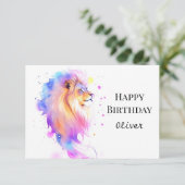 Wild Elegant Modern Lion Birthday Karte (Stehend Vorderseite)