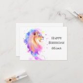Wild Elegant Modern Lion Birthday Karte (Vorderseite/Rückseite Beispiel)