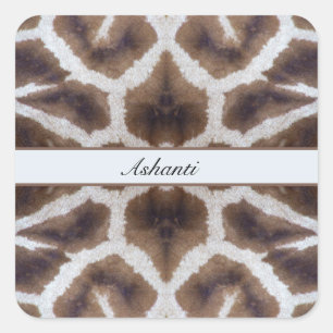 Wild Elegant   Personalisierter Safari-Giraffe Quadratischer Aufkleber