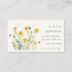 Wild Elegante Gelbe Wildblumen Wasserfarbe Visitenkarte