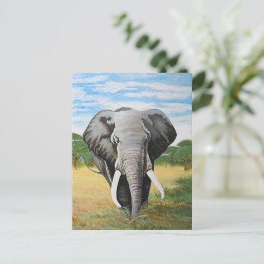 Wild Elephant Postkarte (Stehend Vorderseite)