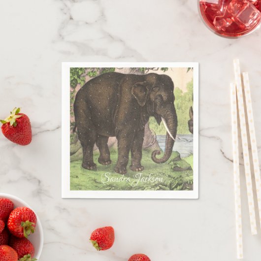 Wild Elephant Print Gender neutral Baby Shower Serviette (Beispiel)