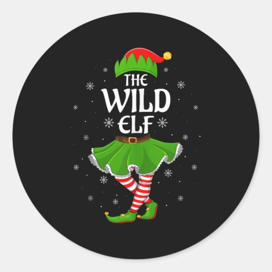 Wild Elf Christmas Family Girls Women Elf Squad Xm Runder Aufkleber (Vorderseite)