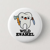 Wild Enamel Funny Wild Animal Tooth Puff Button (Vorderseite)