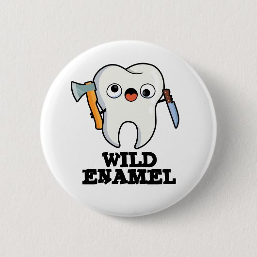 Wild Enamel Funny Wild Animal Tooth Puff Button (Vorderseite)