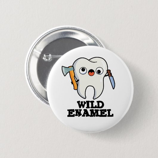 Wild Enamel Funny Wild Animal Tooth Puff Button (Vorne & Hinten)