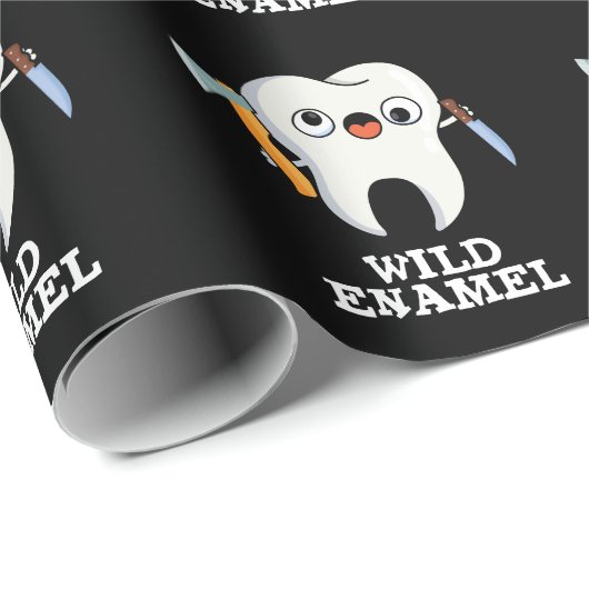Wild Enamel Funny Wild Animal Tooth Pun Dark BG Geschenkpapier (Rolleneckpunkt)