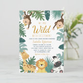 WILD EXCITEMENT | Safari Baby Dusche Einladung (Stehend Vorderseite)