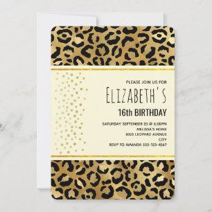 Wild & Exotic Leopard Print Pattern Birthday Invit Einladung