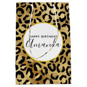 Wild & Exotic Leopard Print Pattern Birthday Mediu Mittlere Geschenktüte (Vorderseite)