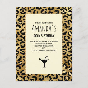 Wild & Exotic Leopard Print Pattern Geburtstag Einladungspostkarte