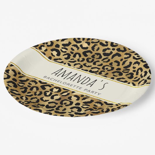 Wild & exotisch Leopard Druckmuster Bachelorette Pappteller (Schrägansicht)