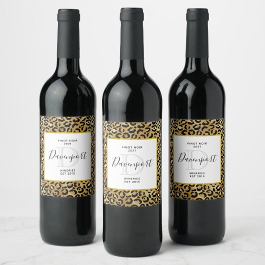 Wild & exotischer Leopard Print Pattern Wine makin Weinetikett (Flaschen)
