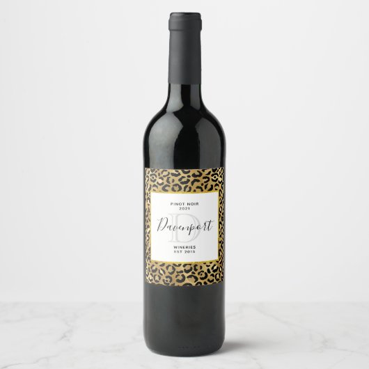 Wild & exotischer Leopard Print Pattern Wine makin Weinetikett (Vorderseite)