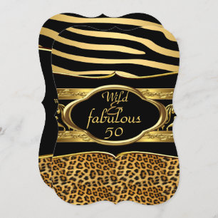 Wild Fabulous Zebra Leopard Black Gold Geburtstag Einladung