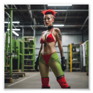 Wild Factory Punk Oriental Babe in Spandex Fotodruck