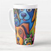 Wild farbenfrohe abstrakte Hunde Milchtasse (Linke Ecke)