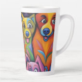Wild farbenfrohe abstrakte Hunde Milchtasse (Rechts)