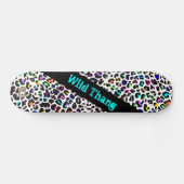 Wild farbenfrohe Leopard Print D-Markenbezeichnung Skateboard (Horizontal)