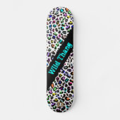 Wild farbenfrohe Leopard Print D-Markenbezeichnung Skateboard (Vorderseite)