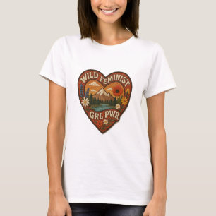 Wild Feminist GRL PWR Herz Mountain T-Shirt